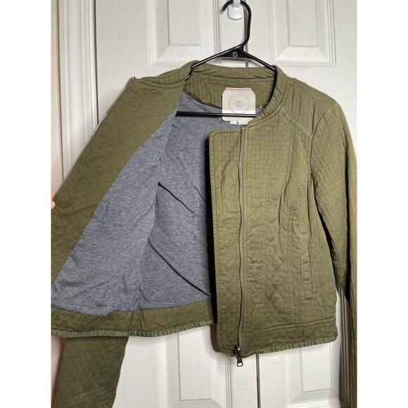 Anthropologie HEI HEI Quilted Olive Green Zip Up Jacket Womens Size XS - Picture 5 of 9